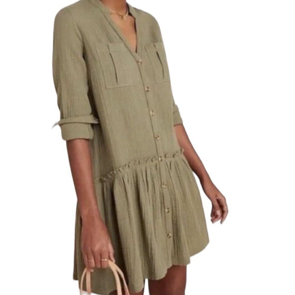 Maeve  By‎ Anthropologie Dress Women's Size 14 Green cotton Beach Relaxed Boho